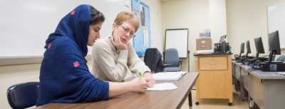 Student receiving help from an advisor