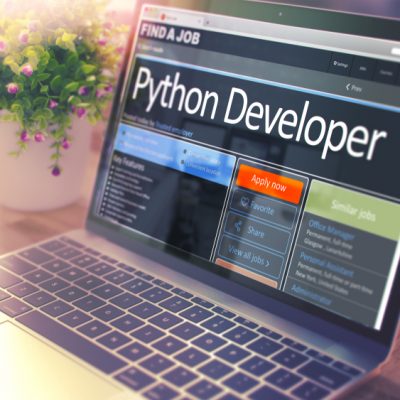 Laptop Screen. Text reads: "Python Developer"