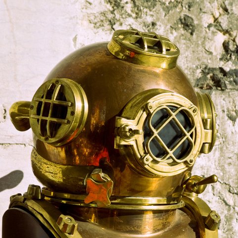 Antique deep sea diving helmet