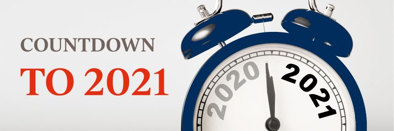Alarm clock. Text reads: "Countdown to 2021"