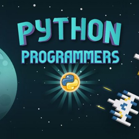 Animated Space graphic. Text reads: "Python programmers"