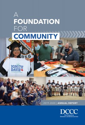 2019-2020 Davidson-Davie Annual Report Cover. Text reads: "A Foundation For Community"