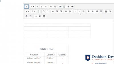 Tables in Moodle Learning Management System