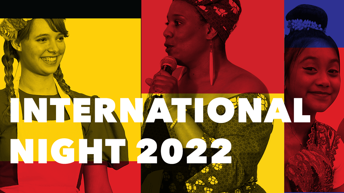 Colorful montage of photos. Text reads: "International Night 2022"