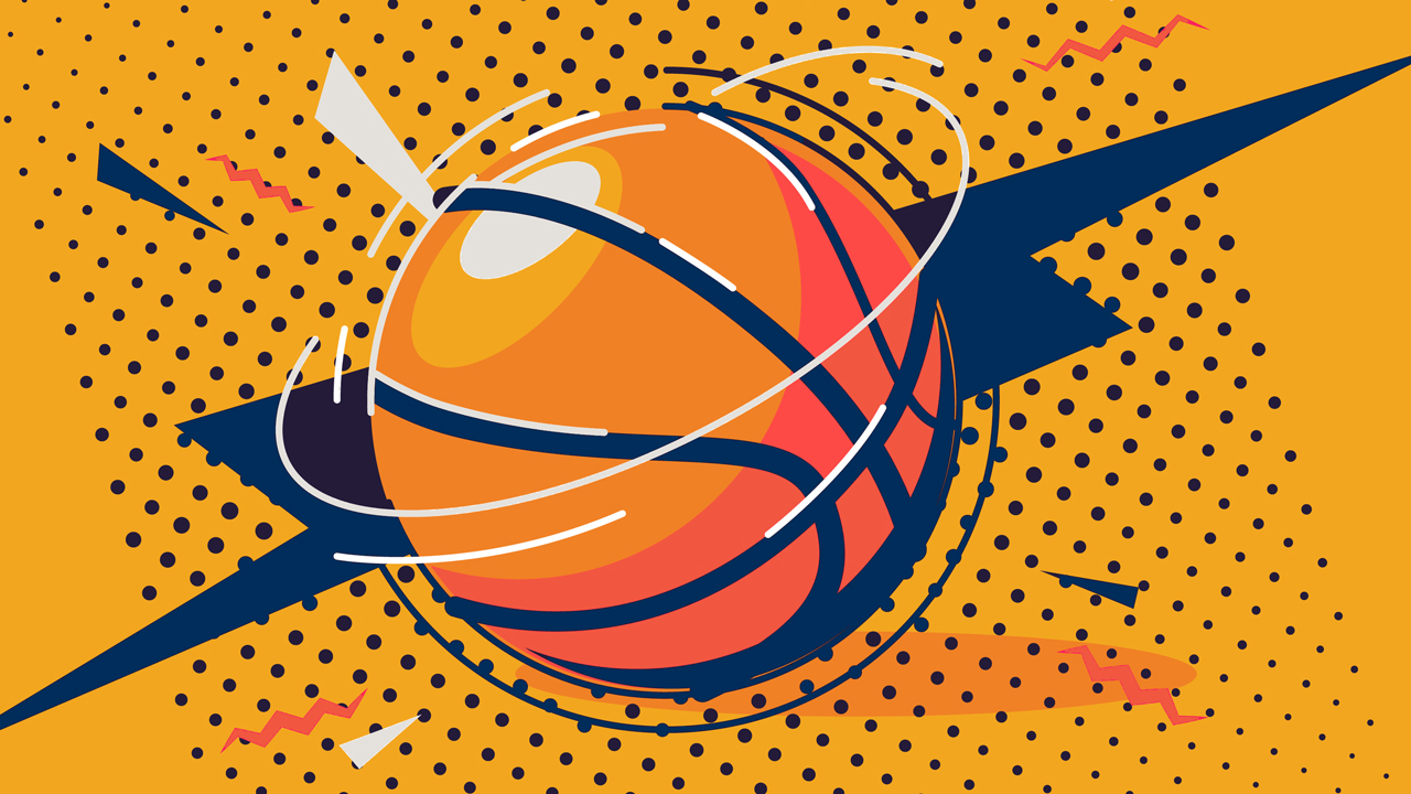 Cartoon graphic of basketball