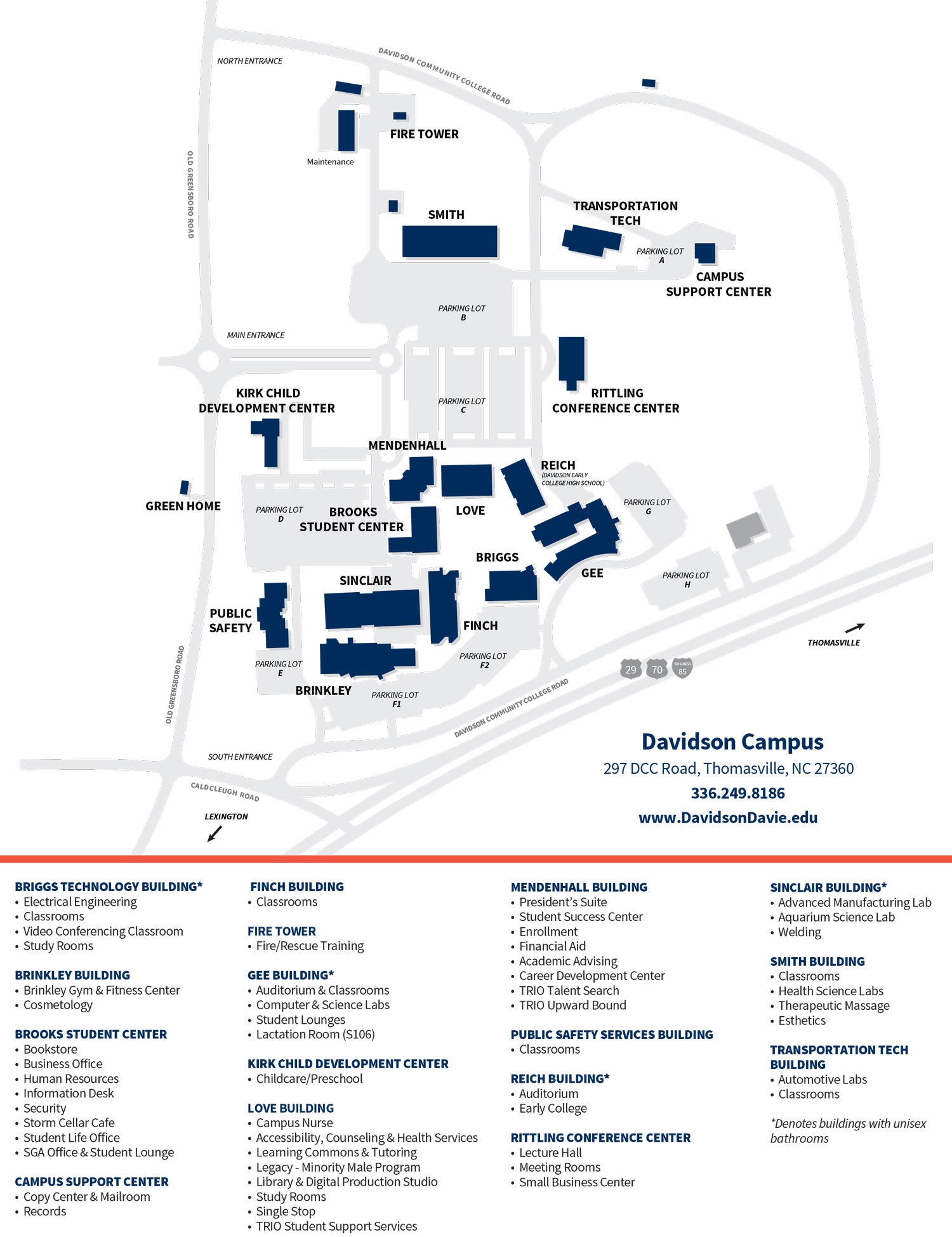 Davidson-Davie Community College Davidson Campus Map