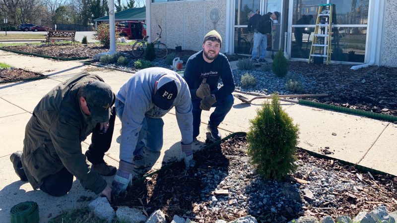 Two teams from the college spruced up the landscaping at the Thomasville post office and the Woman’s Club as part of the ReViLLEing downtown revitalization project.
