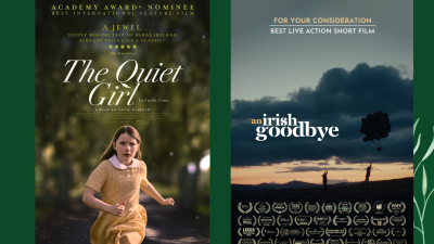 Two Irish Film covers side by side. "The Quiet Girl" and "An Irish Goodbye"